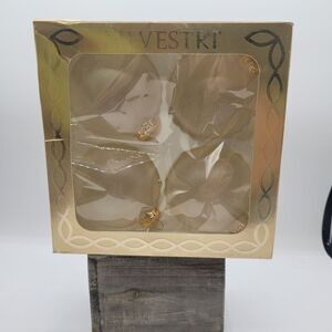 Silvestri Gold Beige Glass Bulb Christmas Ornaments Set Of 4 NIB Made‎ In USA